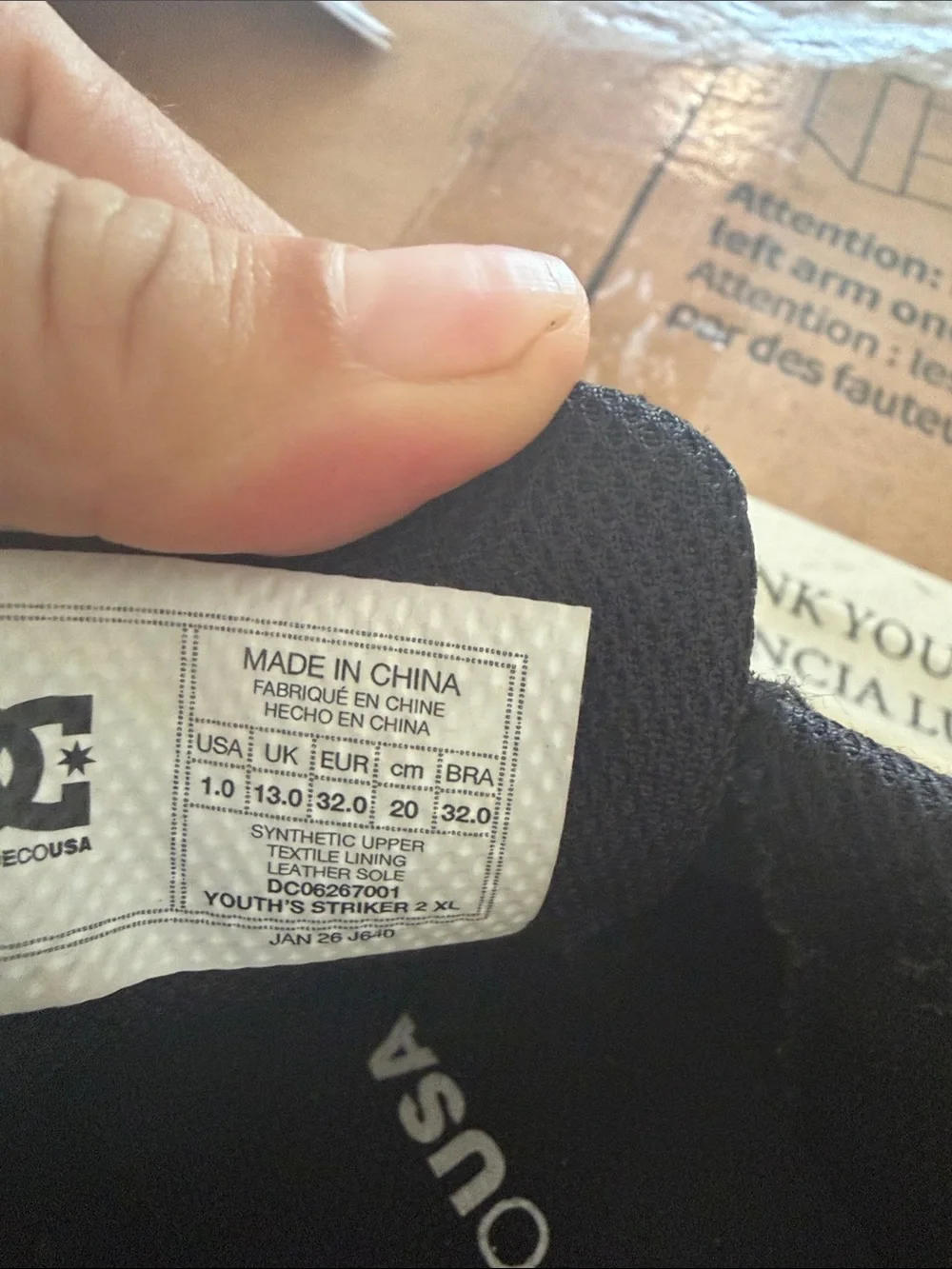 DC Kids Black Skate Sneakers with White Logo